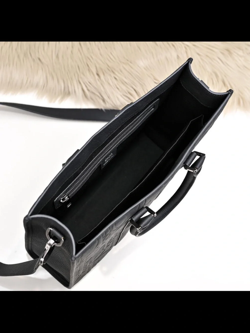 Black Dior Embossed Logo Briefcase Tote
